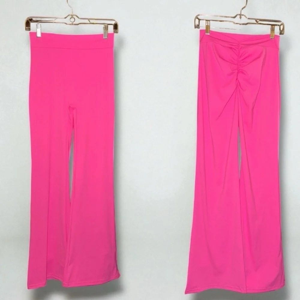 Pants Pink Scrunch Butt Flare Leg Yoga Barbiecore Athleisure Activewear Size M 🍭